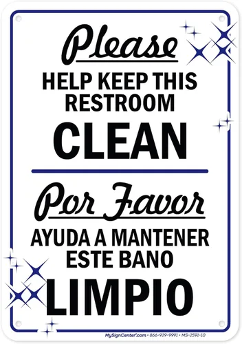 Letrero bilingüe en inglés y español, 7 x 10 pulgadas, aluminio 040, resistente a la decoloración, fabricado en Estados Unidos My Sign Center