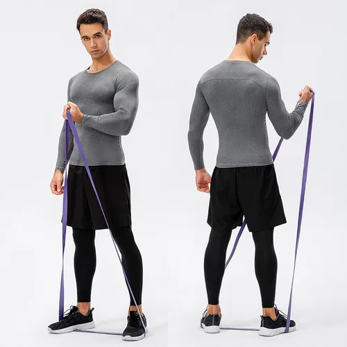Miniatura 7 de 3 Pack Men's Athletic Long Sleeve Compression Shirts Base-Layer Quick Dry Workout T Shirts Football Running Tops