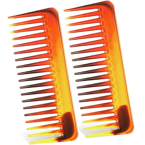 Patelai Peine de Dientes Anchos Peine Grande Desenredante de Cabello para Cabello Rizado, Húmedo y Seco, Accesorios Desenredantes Sin Mango (Marrón