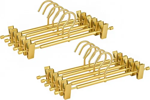 Amber Home Paquete de 10 perchas de aluminio dorado mate de alta calidad, colgador de falda de metal extra suave y duradero de 12.2 pulgadas,