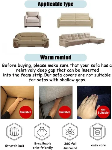 Miniatura 3 de Shukii Funda elástica para sofás, fundas de sofá ajustadas para sillón, protector de muebles de tela estampada con 1 funda de almohada
