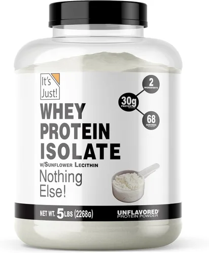 It's Just! - Aislado de proteína de suero de leche, alimentado con pasto ultra premium, sin sabor, fabricado en Estados Unidos, 90% de proteína