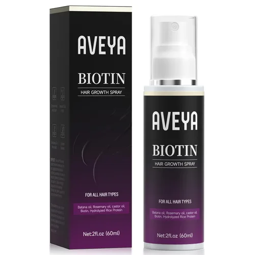 AVEYA Suero para el crecimiento del cabello, para mujeres y hombres impregnado con aceite de romero, aceite de batana y biotina para el cuero