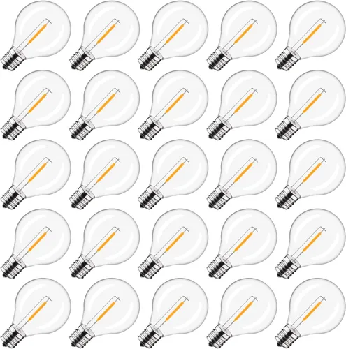 Miniatura 10 de Paquete de 25 bombillas LED de luz nocturna, bombillas LED de repuesto C7 irrompibles para luces de cadena, bombillas para lámpara de sal base E12