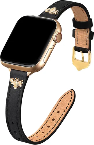 JR.DM Correas de cuero delgadas compatibles con Apple Watch Band 1.496 in 1.575 in 1.614 in 1.654 in 1.732 in 1.772 in 1.811 in 1.929 in, correa de