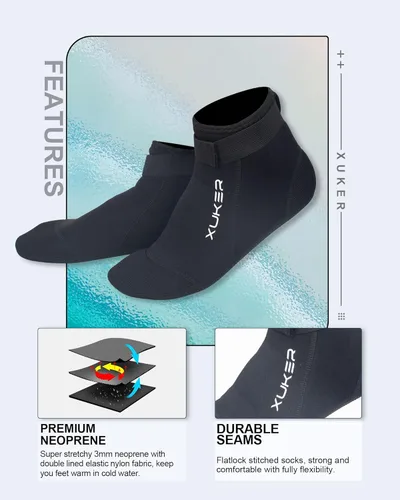 Miniatura 2 de XUKER Calcetines de neopreno, 0.118 in Playa Voleibol Arena Fútbol Agua Traje Calcetines para Buceo Snorkeling Kayak Remo