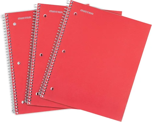 Miniatura 13 de Mintra Office Cuadernos de espiral duraderos, 1 materia, (rosa primavera, amarillo sol, hielo ártico, rayas anchas, paquete de 3)