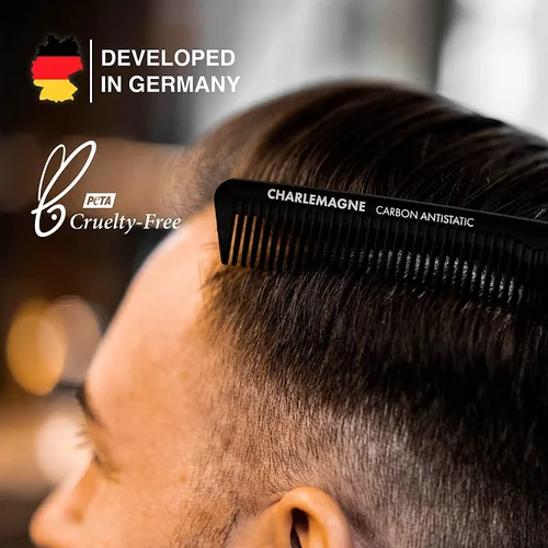 Miniatura 2 de Charlemagne Peine de cabello de carbono irrompible para hombres de 18 cm - Peine fino antiestático para cortar y peinar, para hombres y mujeres