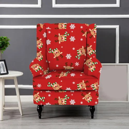 Miniatura 2 de PEKJI Fundas de silla con respaldo de alas de Navidad, fundas antideslizantes para sillón con respaldo de alas (A01)