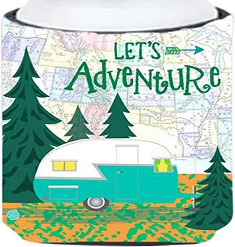 Miniatura 12 de Caroline's Treasures VHA3003LITERK Let's Adventure Glamping Trailer Botella de vino Hugger Botella Enfriador Manga Abrazador Lavable a Máquina