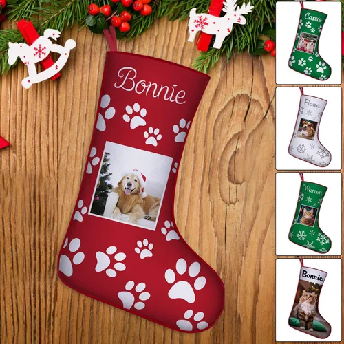 Miniatura 22 de Medias de Navidad de raza de perro personalizadas con texto de nombre, regalos de decoración de calcetines de Navidad personalizados para perros