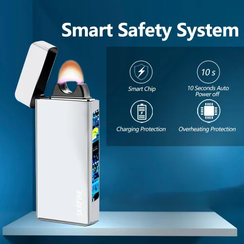 Miniatura 3 de SKRFIRE Encendedor de vela eléctrica recargable por USB, con arco de plasma, con indicador de batería LED para encendido, vela, incienso, barbacoa