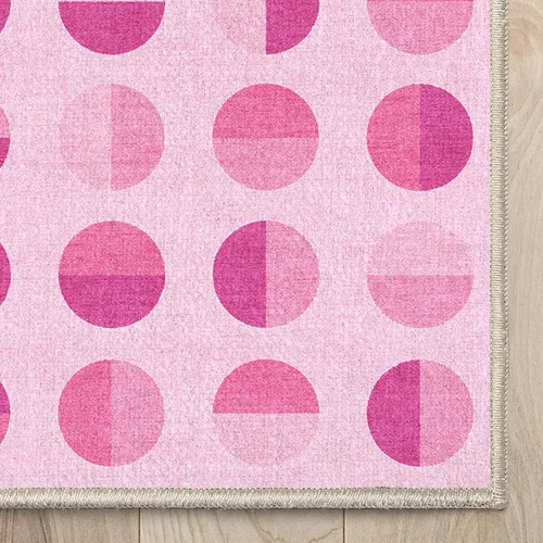 Miniatura 5 de Well Woven Apollo - Alfombra lavable de 3 pies 3 pulgadas x 5 pies, círculos modernos color rosa intenso, para sala de estar, dormitorio y oficina