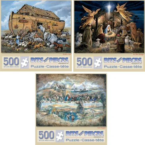 Miniatura 11 de Bits and Pieces - Juego de tres rompecabezas de 300 piezas para adultos - Rompecabezas cristiano grande de 300 piezas por el artista Ruane Manning