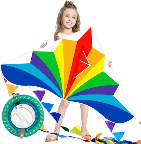 Miniatura 11 de Large Rainbow Delta Kite for Kids & Adults,Single Line Beach Kite for Kids Ages 4-8 & 8-12,Easy to Fly for Toddlers and Beginners