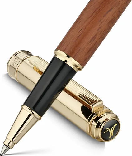 Miniatura 10 de Bolígrafo de Lujo 316 para Diario, Bonita Madera Natural para Escribir, Detalles de Oro de 24 Quilates, Repuesto Schmidt, Bolígrafo de Punta Rodante