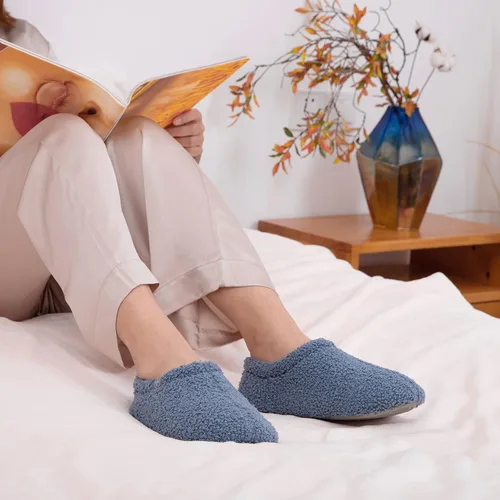 Miniatura 2 de HomeTop Mocasines de espuma viscoelástica de piel rizada y mullida con forro polar