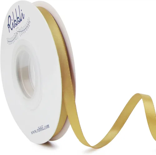 Miniatura 124 de Ribbli - Cinta de satén de doble cara dorada, 1 pulgada x 25 yardas, uso para ramo de lazos, envoltura de regalos, decoración de boda Dorado