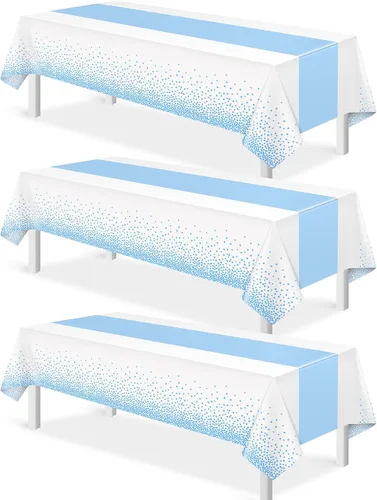 Miniatura 51 de MASHAN 1 mantel negro y azul para decoración de fiesta, mantel de plástico negro impreso azul, funda rectangular desechable para cumpleaños, boda