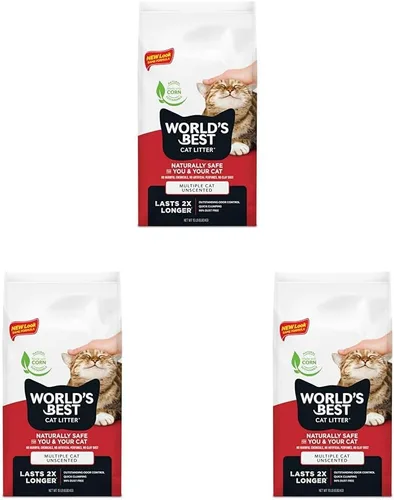 Miniatura 11 de WORLD'S BEST CAT LITTER Múltiples gatos sin perfume, 15 libras, ingredientes naturales, aglutinación rápida, desechable, 99% libre de polvo