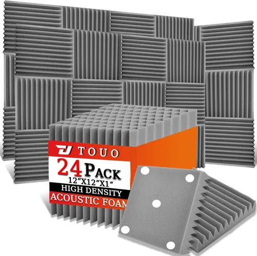 Miniatura 42 de Paquete de 12 paneles acústicos, paneles de espuma a prueba de sonido para pared de 12 x 12 x 2 pulgadas, espuma acústica de cuña ignífuga, paneles