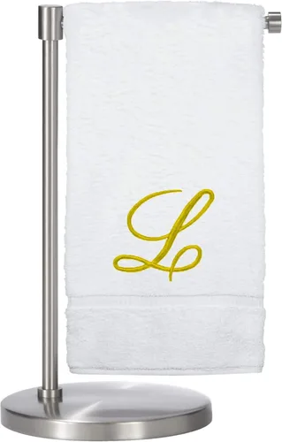 Miniatura 109 de Script R - Toalla de baño con monograma, regalo personalizado, 27 x 54 pulgadas, juego de 1 toalla bordada con texto dorado, 100% algodón turco