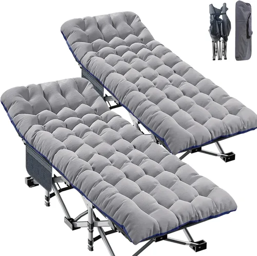 Miniatura 17 de ABORON Catre de Camping para Adultos de 28" Extra Ancho, Resistente 1200D Oxford Catre para Dormir, Cama de Campamento Plegable Portátil con Gris