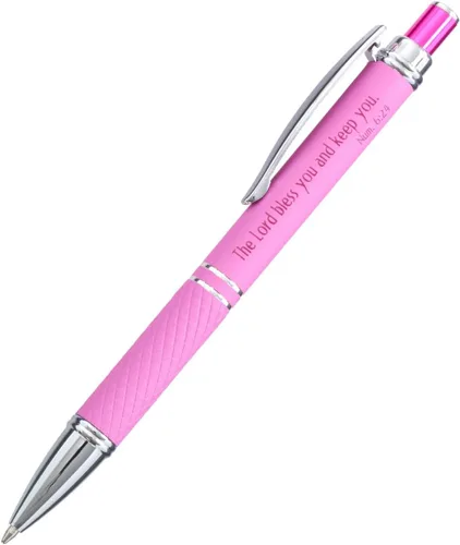Miniatura 3 de Christian Art Gifts The Lord Bless You Pink Stylish Classic Pen in Matching Gift Case - Numbers 6:24 Bible Verse Refillable Retractable Medium