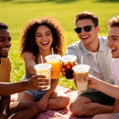 Miniatura 8 de Paquete de 100 vasos de 16 onzas con tapas y pajitas, vasos de plástico desechables con tapas, sin BPA, perfectos para café helado, frappes, batidos