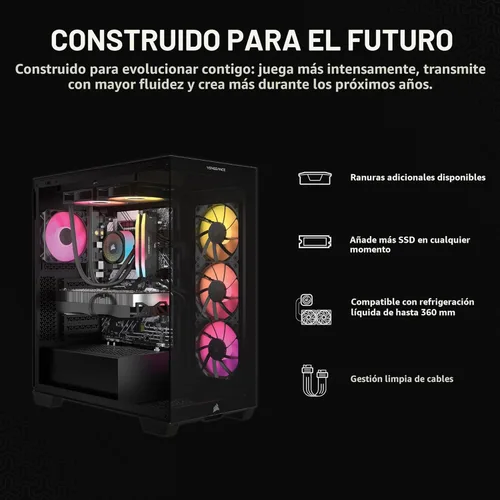 Miniatura 10 de Corsair Vengeance a7500 PC para juegos – Enfriamiento líquido AMD Ryzen™ 7 9800X3D CPU – GPU AMD® Radeon RX 9070XT – 32GB de memoria Vengeance RGB
