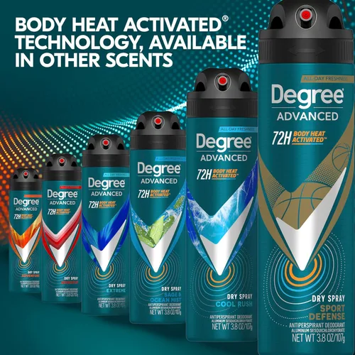 Miniatura 8 de Degree Men Desodorante antitranspirante para hombre, aerosol seco, defensa deportiva, desodorante de protección contra el sudor y el olor de 72
