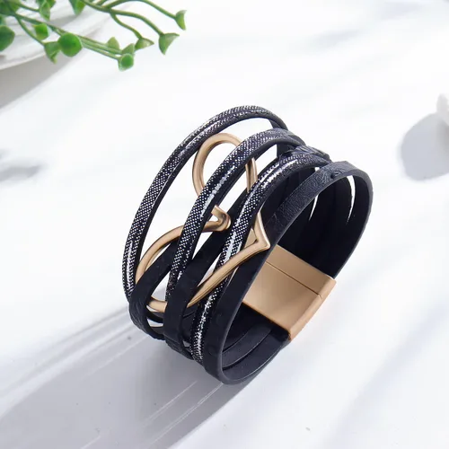 Miniatura 4 de Long tiantian Pulseras de cuero boho para mujer, regalos de moda para adolescentes, niñas, cosas de moda, multicapa de amor, corazón, de cuero