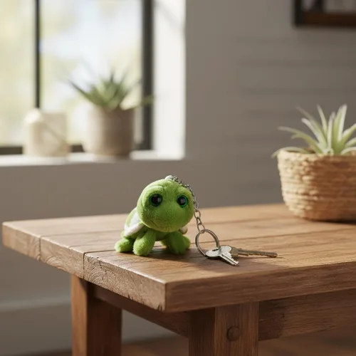 Miniatura 2 de Jowxsx Mini criaturas marinas verde tortuga muñeca llavero regalo peluche llavero de dibujos animados bolsa colgante auto animal decoración coche