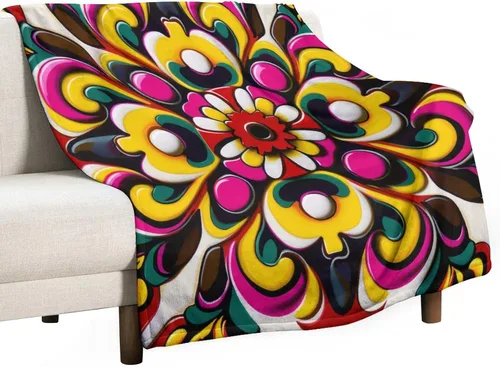 Miniatura 26 de Manta de forro polar con flores mexicanas, acogedora manta de franela para cama de 50 x 60 pulgadas para sofá, cama, oficina, Navidad, Halloween
