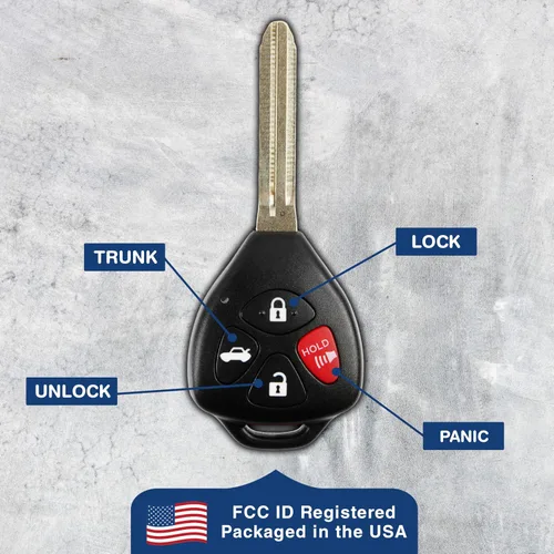 Miniatura 6 de Llave de repuesto para automóvil con mando a distancia, paquete de 2, de KeylessOption, Negro