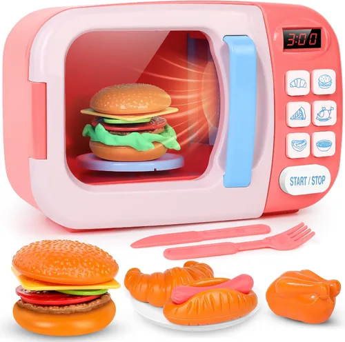 Miniatura 8 de Juego de cocina para microondas con sonido ligero para niños con comida falsa y arcilla de masa de juego de 6 colores, ideal para niños pequeños
