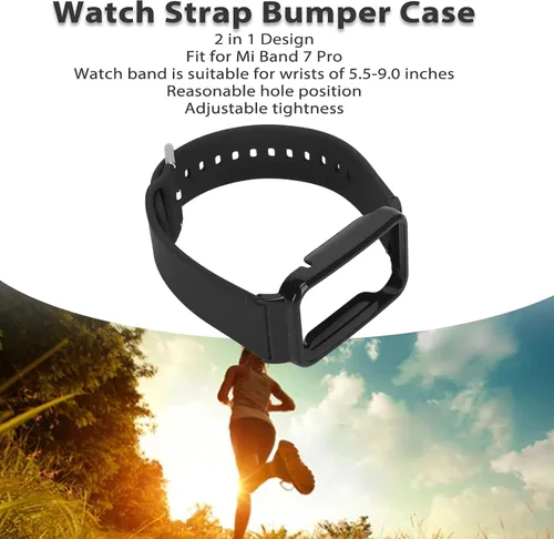 Miniatura 3 de Correa de reloj de silicona 2 en 1 con funda protectora para Mi Band 7 Pro, ajuste ajustable, material suave y agradable a la piel, fácil
