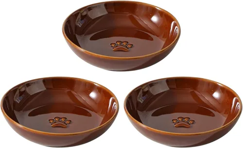 Miniatura 13 de Havniva Platos de cerámica anchos para gatos, juego de 3 cuencos de cerámica para gatos con huella de pata, plato antideslizante para alimentación