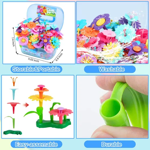 Miniatura 4 de BEMITON - Juego de construcción de flores para niñas, mejores regalos de cumpleaños para niños de 3, 4, 5, 6, 7 años, kit de arte y manualidades
