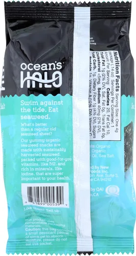 Miniatura 3 de Oceans Halo - Bocadillo de algas marinas con sabor a sal marina, USDA orgánico, 0.14 onzas (paquete de 12)