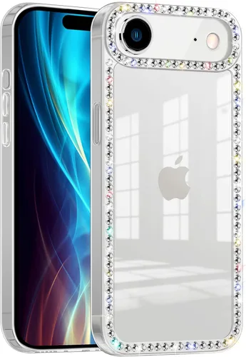 Miniatura 9 de Funda para iPhone 15, diseño de diamantes de imitación con purpurina, bonita para niñas y mujeres, con purpurina brillante y gemas de diseño