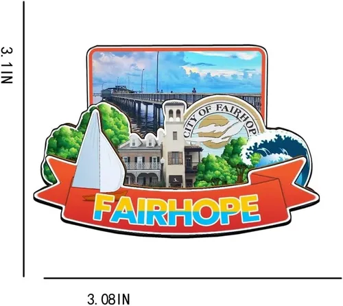 Miniatura 3 de Fairhope - Imán de madera para nevera, diseño de Alabama, Estados Unidos, 3483