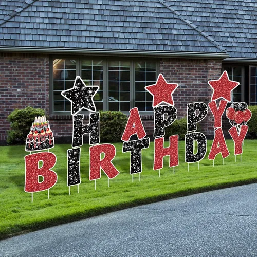 Miniatura 16 de Jetec 18 Piezas de Carteles de Cumpleaños para Patio con Estacas, Carteles de Cumpleaños al Aire Libre de 16 Pulgadas, Decoraciones de Cumpleaños