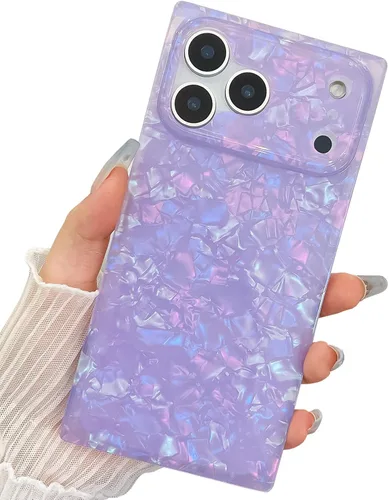 Miniatura 49 de Elegante concha de madre perla compatible con iPhone 13 Pro de 6.1 pulgadas, estuche de borde rectangular, elegante y delgado, con perla de abulón