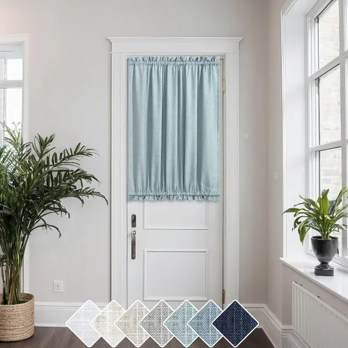 Miniatura 22 de KOUFALL Cortinas de luz lateral para puerta de 72 pulgadas de largo para ventanas laterales, mezcla de lino, protección de privacidad, filtrado