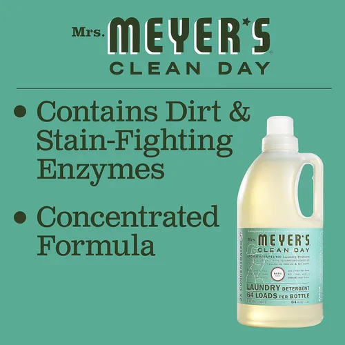 Miniatura 4 de Mrs. Meyer's Clean Day 2x HE detergente líquido de lavandería, albahacal, botellas de 64 onzas, 1211101, paquete de de 1, 1, 1