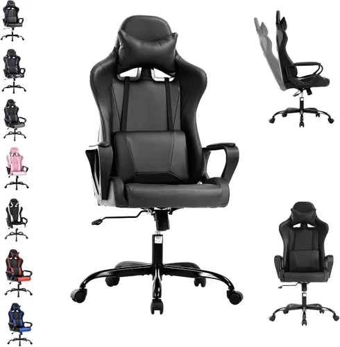 Silla de videojuegos, silla de videojuegos, silla de escritorio de oficina con respaldo alto, silla de escritorio de oficina con soporte lumbar,