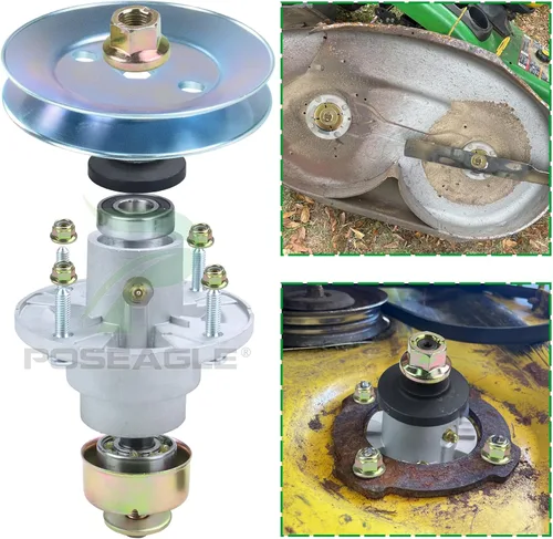 Miniatura 5 de Conjunto de husillo AM144608 previamente engrasado con polea de husillo UC20697 para John Deere X330 X350 X354 X370 X380 X384 X390 X394 X570 X580