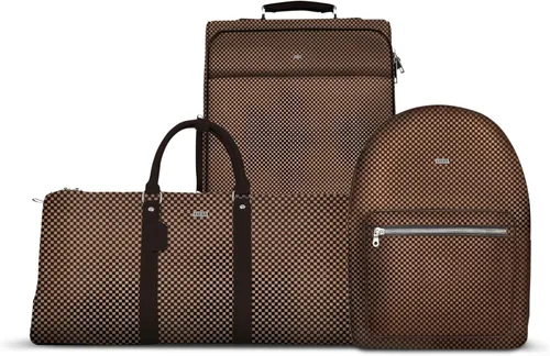 Packs Travel - Juego de viaje platino Neceser grande de viaje y maquillaje para hombres y mujeres Cuero vegano de lujo, forro interior