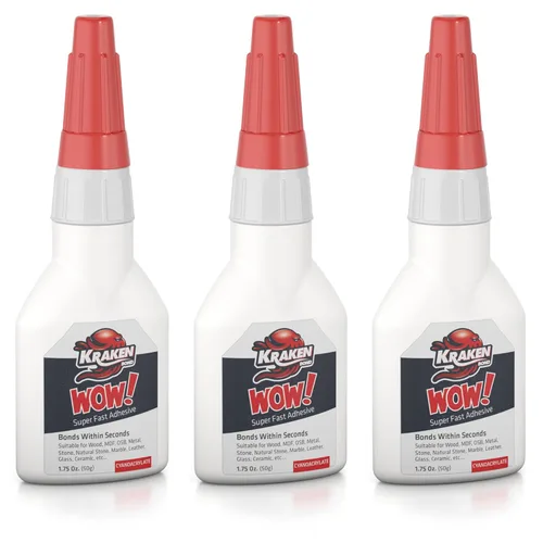 Miniatura 11 de KRAKEN BOND Wow! Super Crazy Glue Clear - Pegamento de cianoacrilato (CA) fuerte para plástico, metal, madera, PVC, adhesivo epoxi de curado rápido
